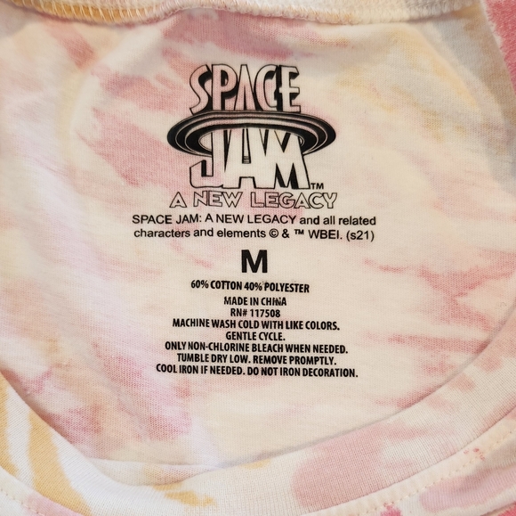 Toon Squad Spce Jam tie dye crewneck short-sleeved tee pink yellow. Bugs medium - Picture 4 of 4
